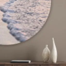 Meeuwen - Strand - Zee - Roze Akoestische PET Vilt - Rond klein -sfeer5_closeup
