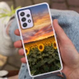Zonnebloemen - Heuvellandschap - Geel Hoesje Samsung Galaxy A52 5G met koord klein -sfeer3