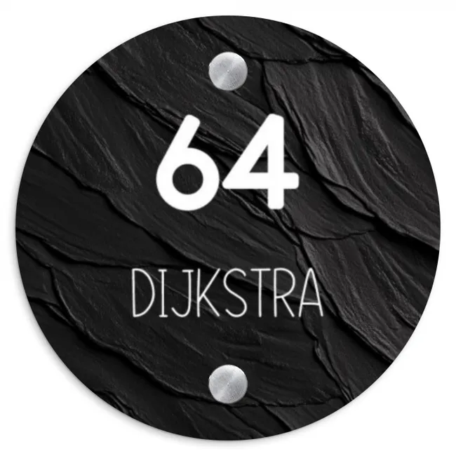 Leisteen - Modern Naambord Rond klein -3d