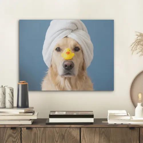 Hond - Badeend - Geel PET vilt klein -sfeer1