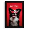 Hond - Hartjesbril - Loveyou - Rood KitchenYeah - Keuken - Fotolijst klein -3d
