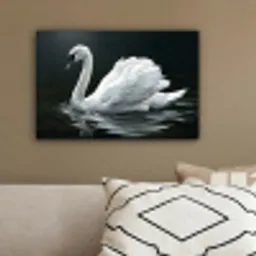 Zwaan - Water - Natuur - Realistisch - Wit canvas 2cm klein -sfeer3