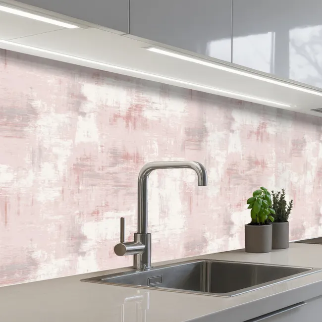 Penseelstrepen - Verbleekte - Roze keuken achterwand 2 middel 871 -3d_schuin