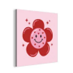Bloem - Roze - Hartjes aluminium wit klein -3d