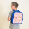 Regenbogen op een roze achtergrond Kinderrugzak - Blauw middel -sfeer2
