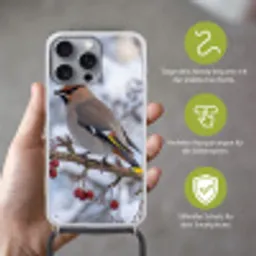 Pestvogel - Bessen - Winter - Natuur Hoesje iPhone 16 Pro Max met koord klein -sfeer2_DE