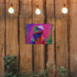 Kameleon - Dieren - Neon - Kleur tuinposter los doek klein -sfeer1