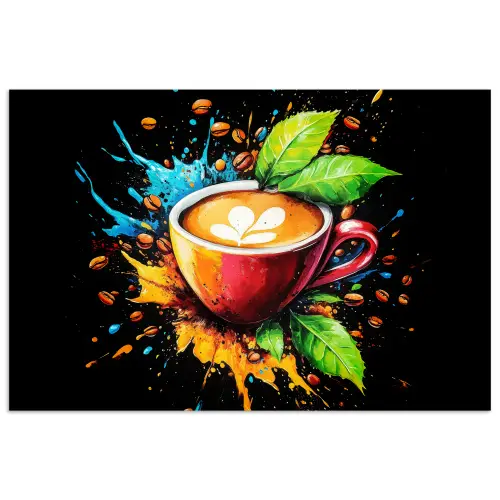 Koffie - Graffiti - Drinken - Abstract poster papier klein -3d