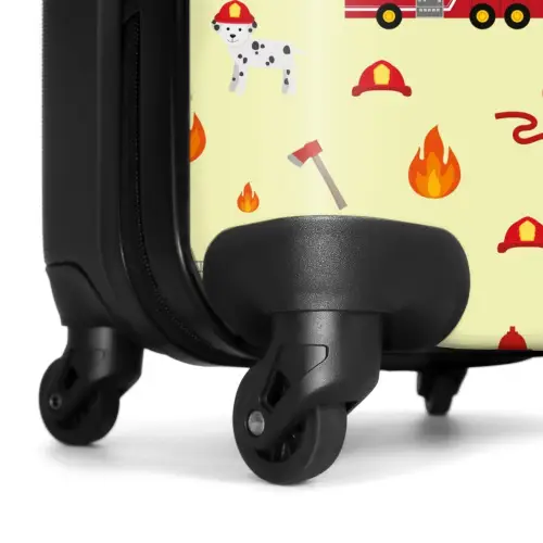 Brandweer patroon met voertuigen en vlammen NBS - Handbagage koffer - Kinderen Unisex middel -wiel