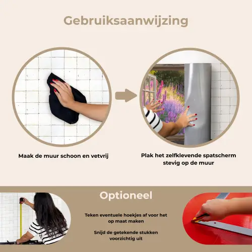 Doorkijk - Bloemen - Raam - Natuur keuken achterwand spatscherm klein -gebruiksaanwijzing_NL