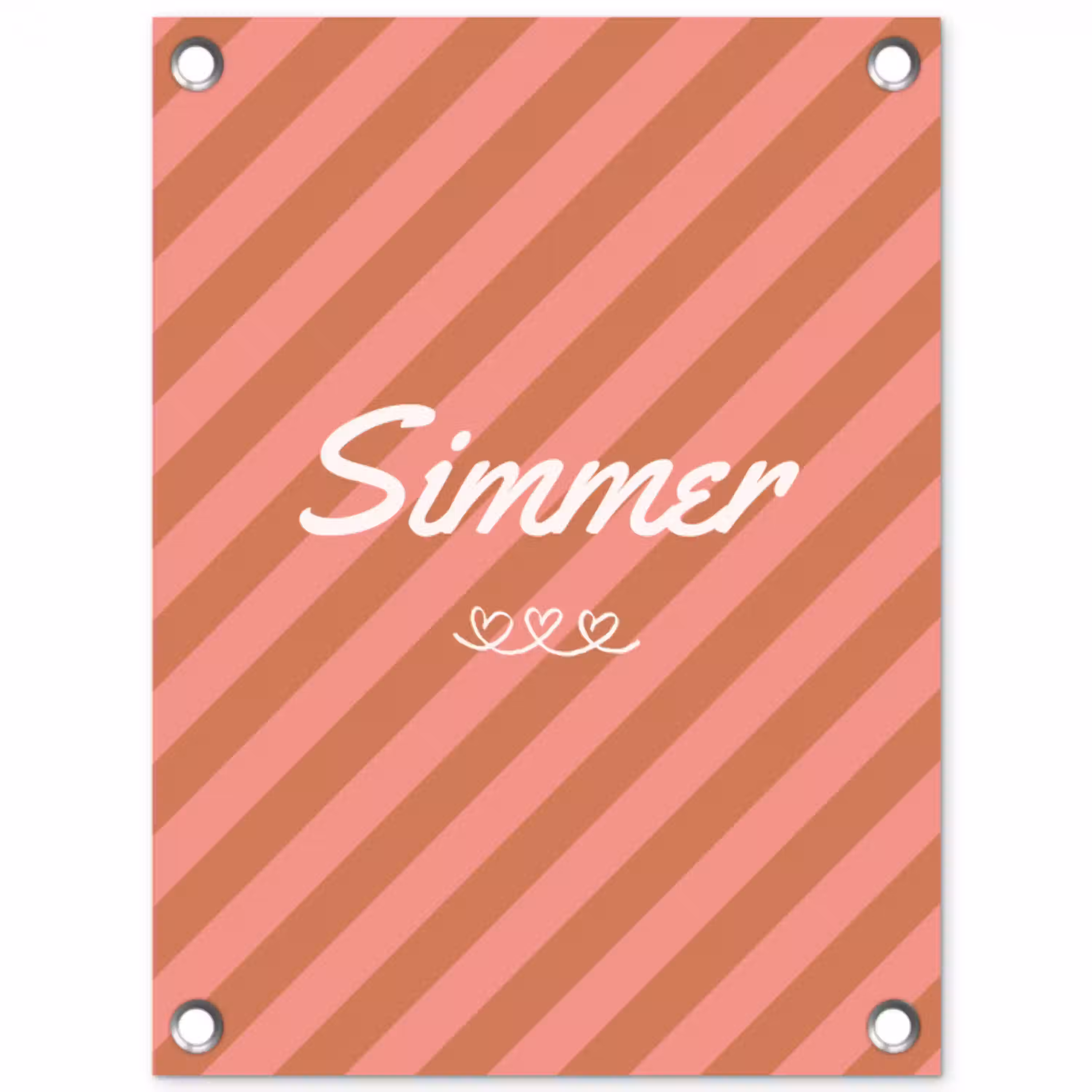 Simmer - Hartjes - Strepen - Roze tuinposter los doek klein -3d