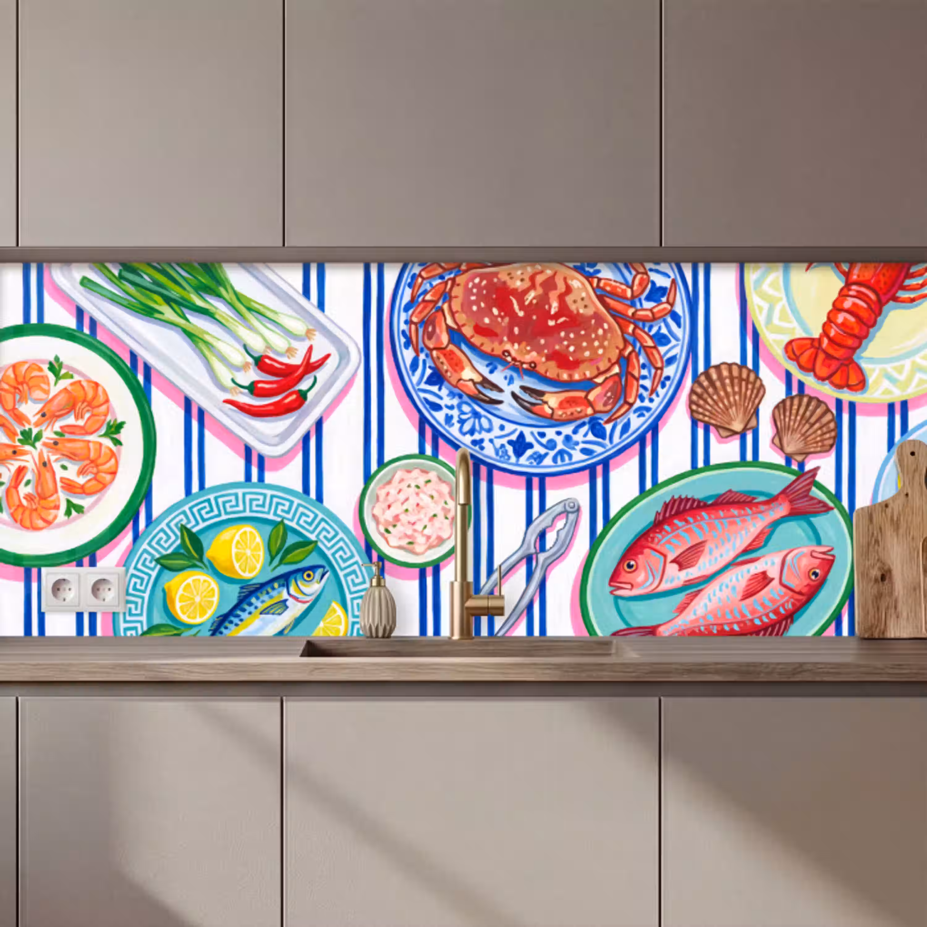 Zeevruchten - Eten - Kleurrijk keuken achterwand 2 middel zz_3dshopping