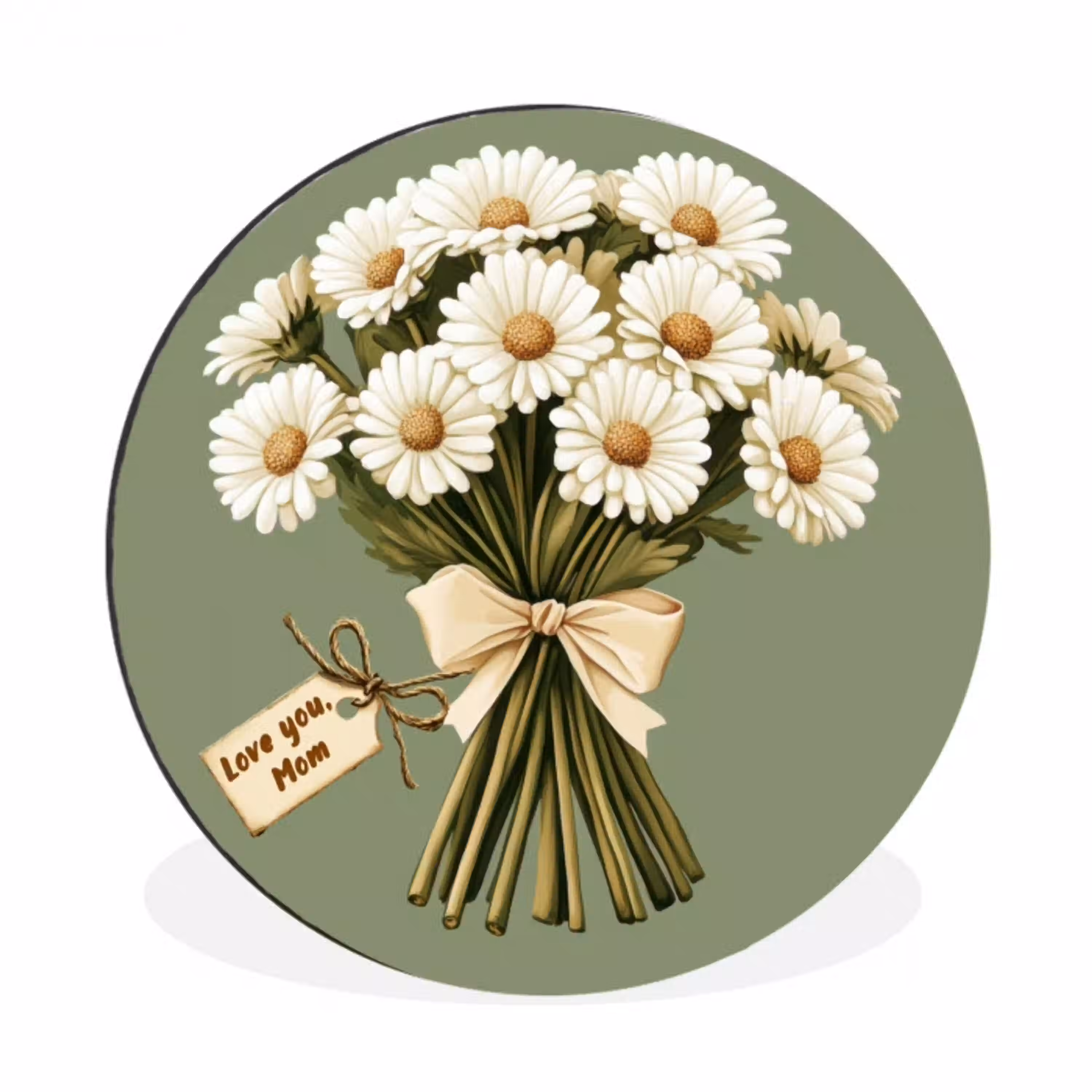 Lint - Boeket - Groen - Quote Wandcirkel aluminium klein -3d