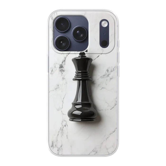 Schaakstuk - Koning - Zwart - Marmer Telefoonhoesje iPhone 17 Pro klein -3d