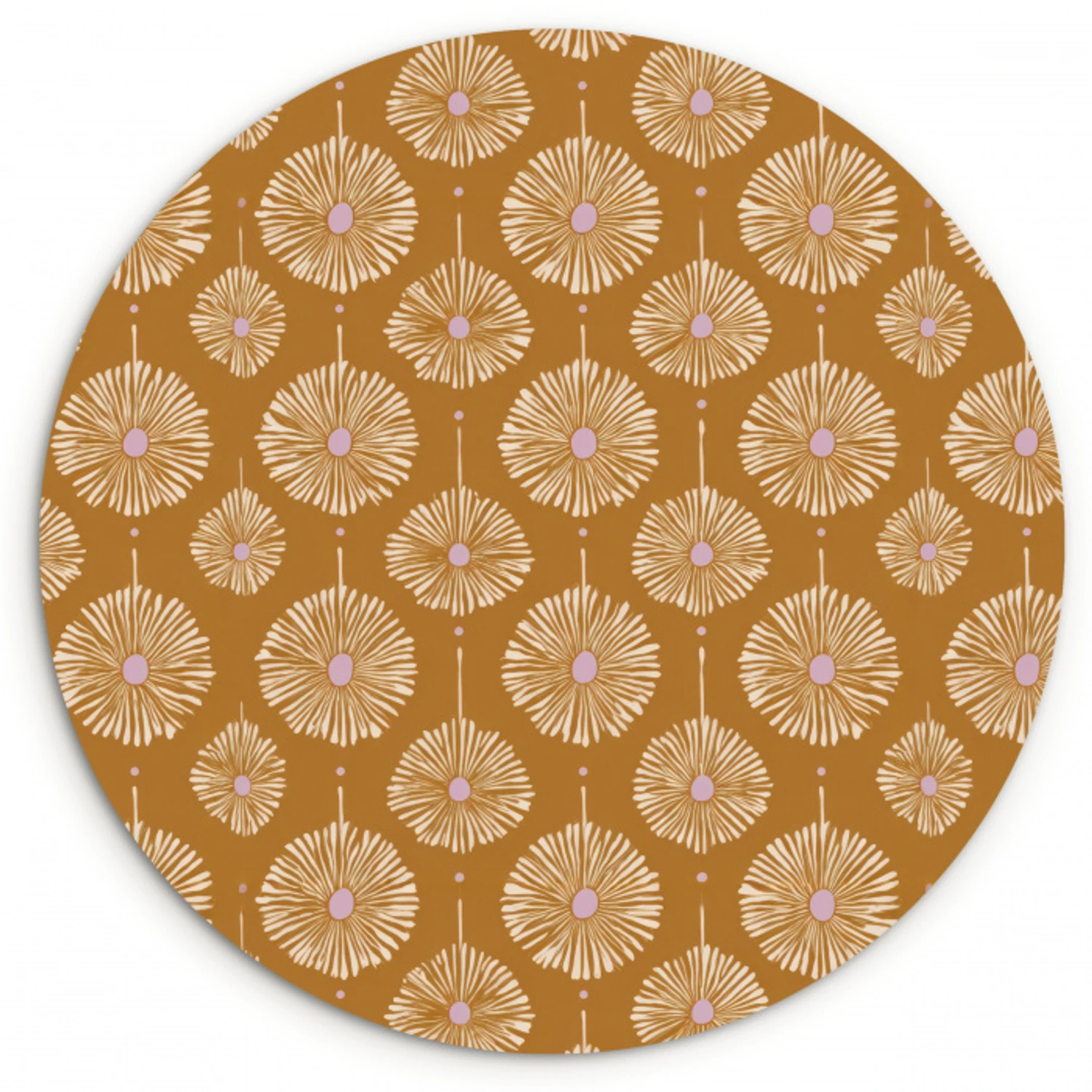 Bloemen - Modern - Oker Wandcirkel kunststof plaat 5mm dik klein 188 -3d