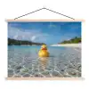 Tropisch - Badeend - geel textielposter latten blank klein -3d