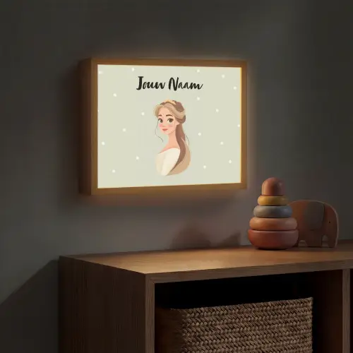 Stippen - Prinses - Kroon - Haar Light Box met batterij (Wandlamp kind) middel -sfeer5_kind