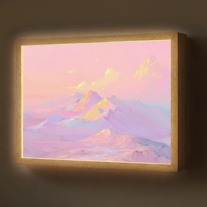 Bergtoppen - Wolken - Dromerig Light Box met batterij (Wandlamp) middel -z3d_website