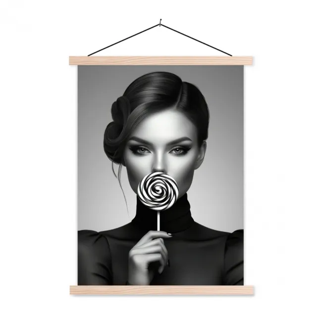 Schoolplaat - Vrouw - Lolly - Zwart