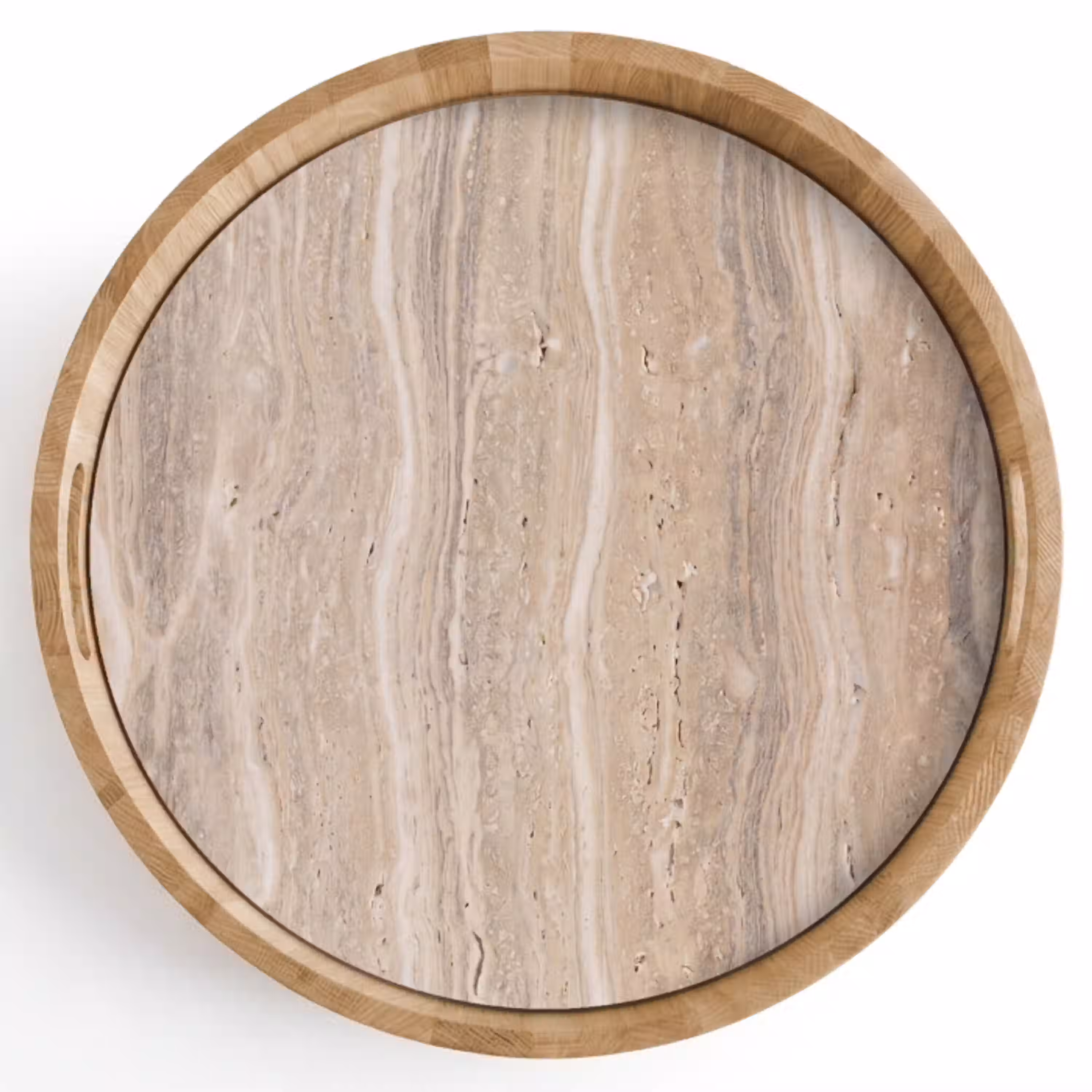 Steen - Patroon - Textuur - Natuurlijk - Beige Dienblad Rond middel -z3d_shopping