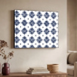 Tegelmotief - Blauw - Wit - Bloem Textielframe zwart klein 947 -sfeer3
