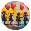 Graffiti - Kinderen - Street art - Ballon - Banksy Wandcirkel kunststof plaat 5mm dik klein -3d