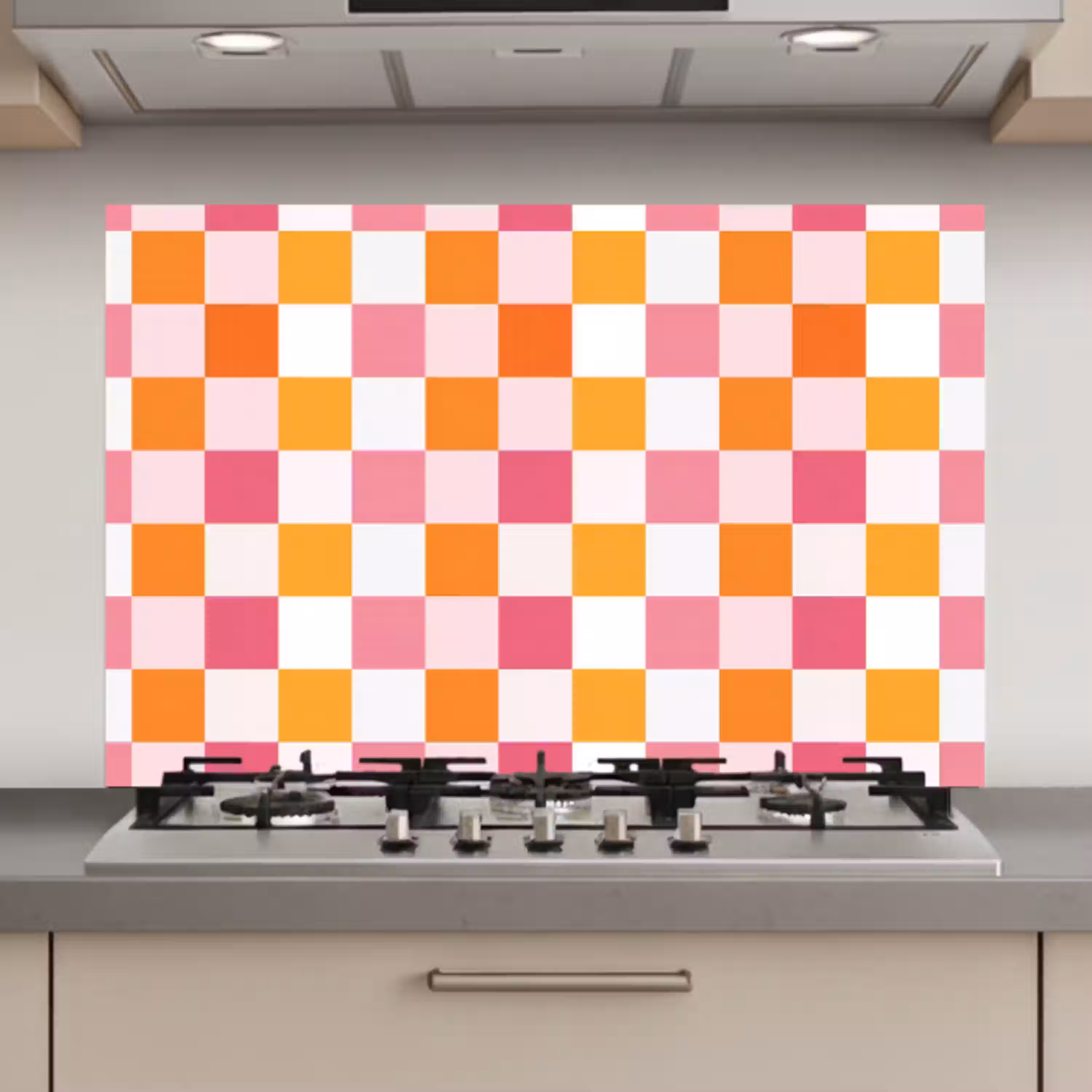 Patroon - Vierkant - Roze keuken achterwand spatscherm klein 900 -3d_website