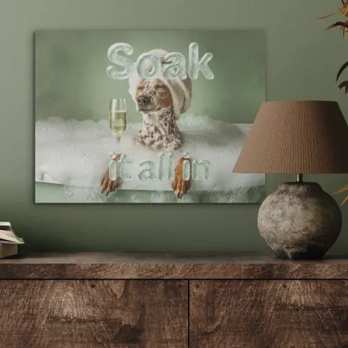 Soak it all in - Hond - Bad PET vilt klein -sfeer2