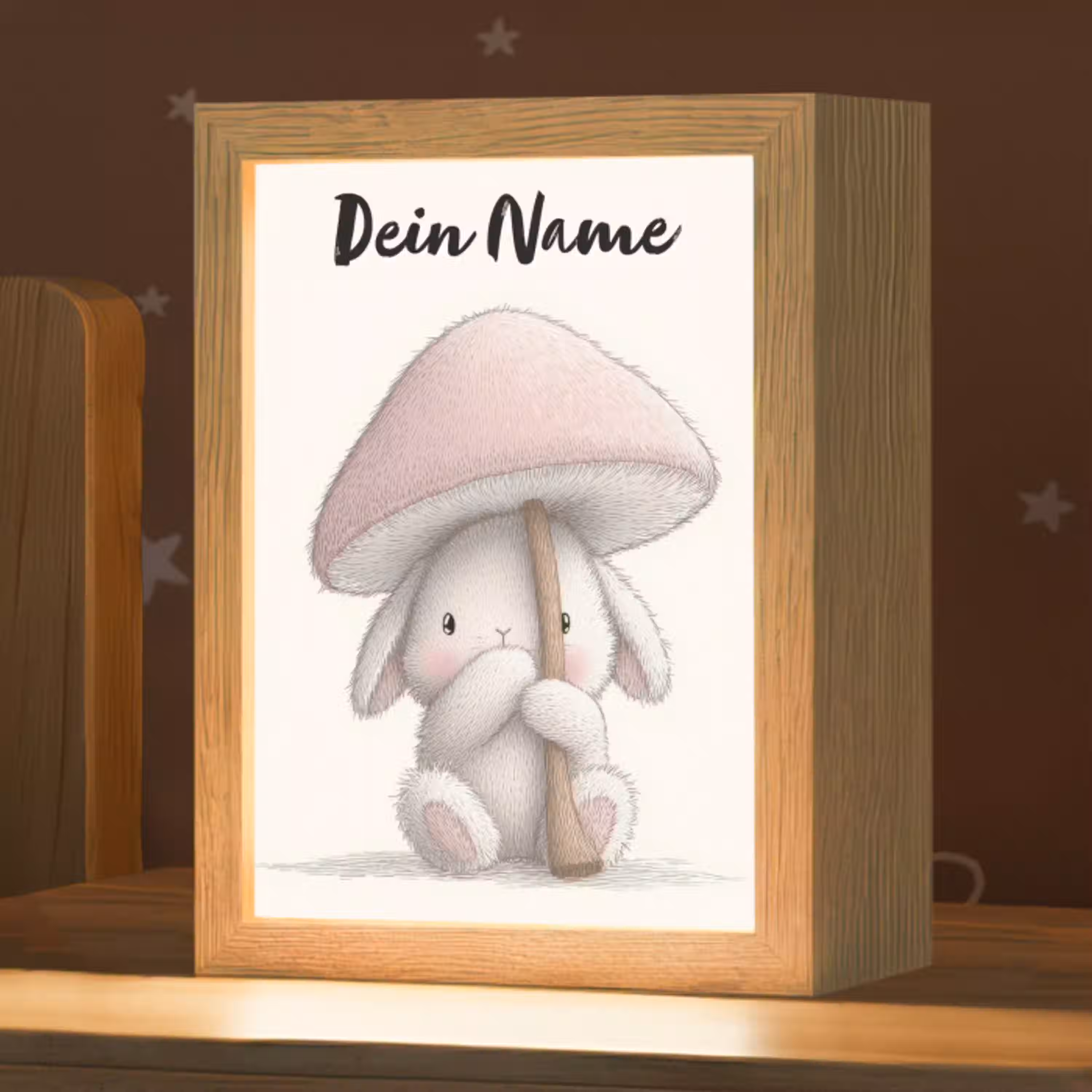 Paddenstoel - Konijn - Roze Light Box met kabel (Kinderlampje) klein -zzz_3d_website