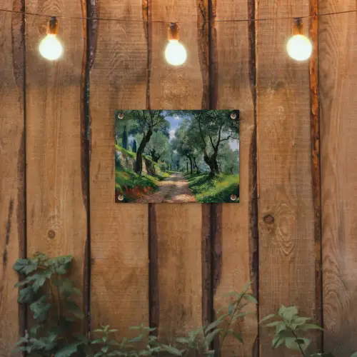 Pad - Bomen - Schaduw - tuinposter los doek klein -sfeer1