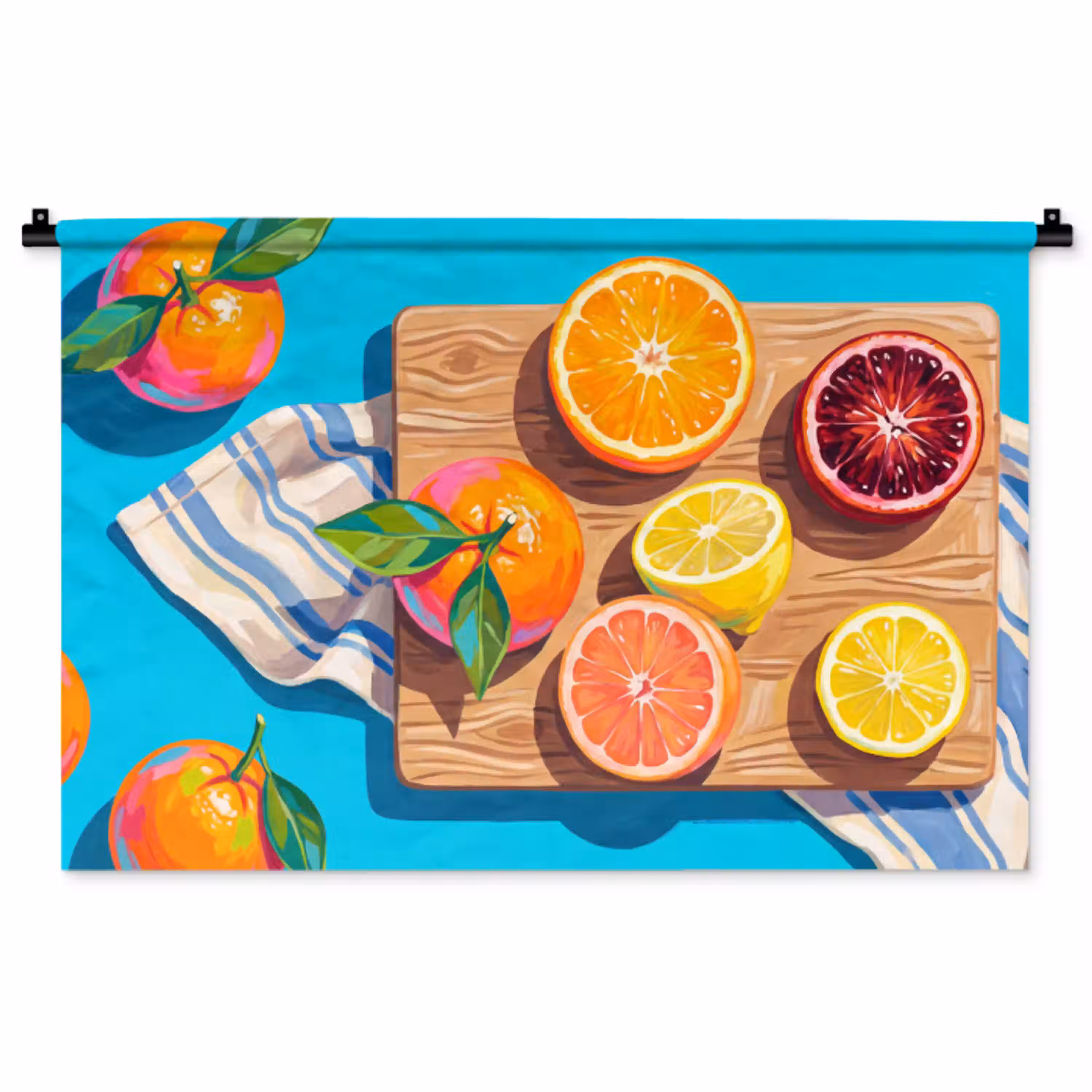 Fruit - Snijplank - Blauw Wandkleed katoen middel -zz3d