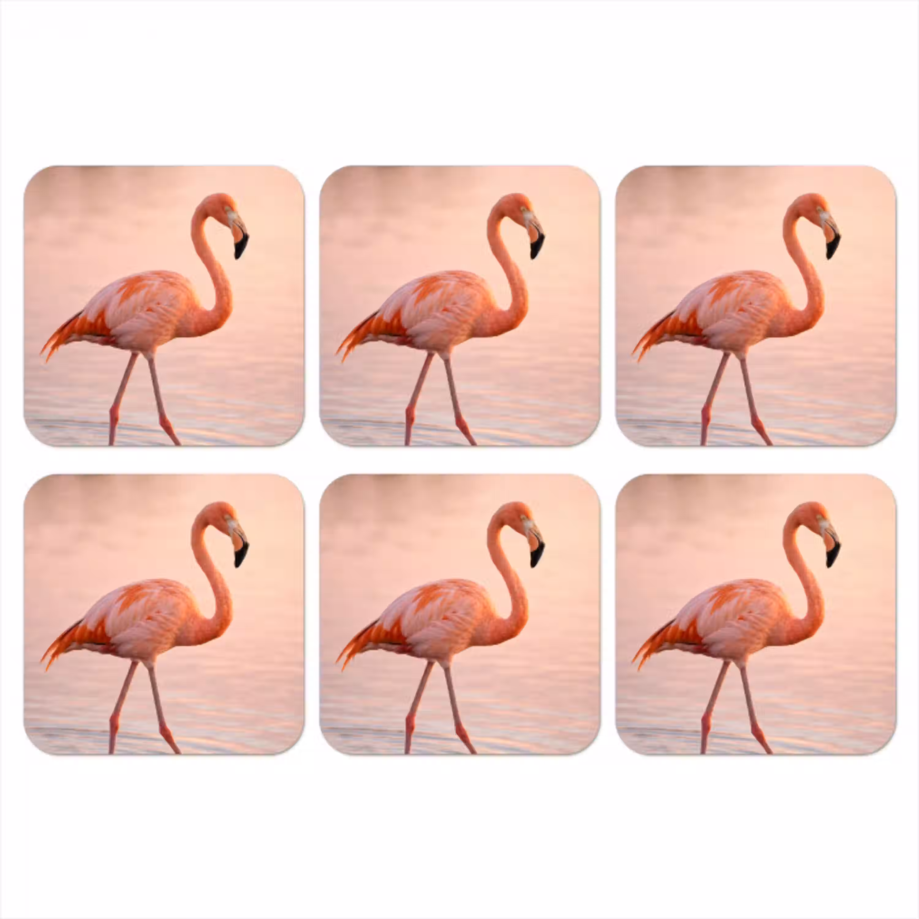 Flamingo - Water - Roze onderzetter kurk middel -3d