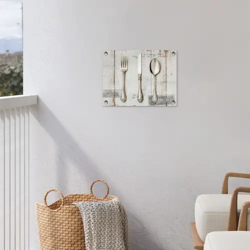 Zilver - Bestek - Hout tuinposter los doek klein -sfeer8