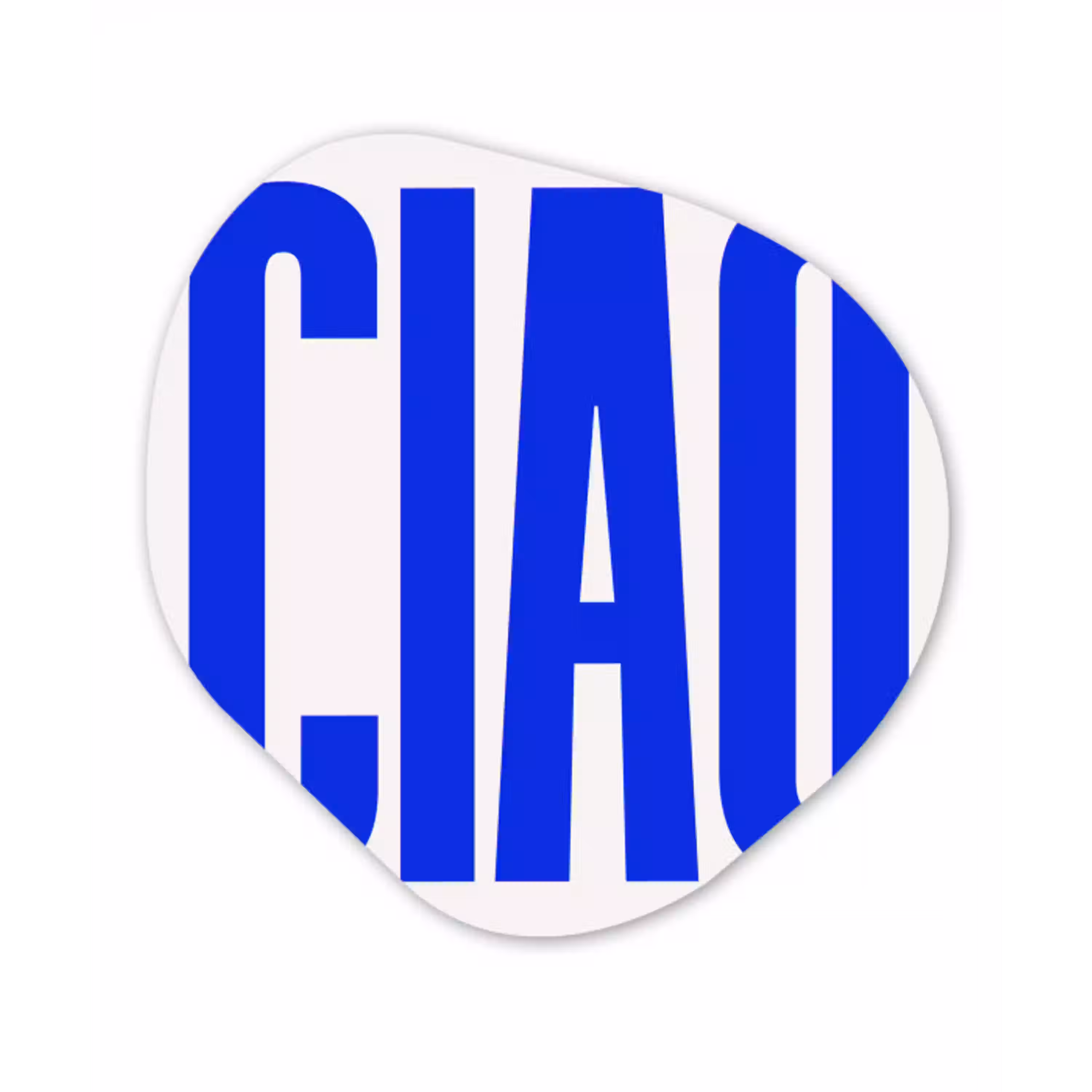 Ciao - Hoofdletters - Blauw - Minimalistisch Wandcirkel Organisch Forex 3mm klein -3d