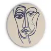 Minimalistisch - Lijnillustratie - Beige - Donkerblauw Akoestische PET Vilt - Rond klein -3d