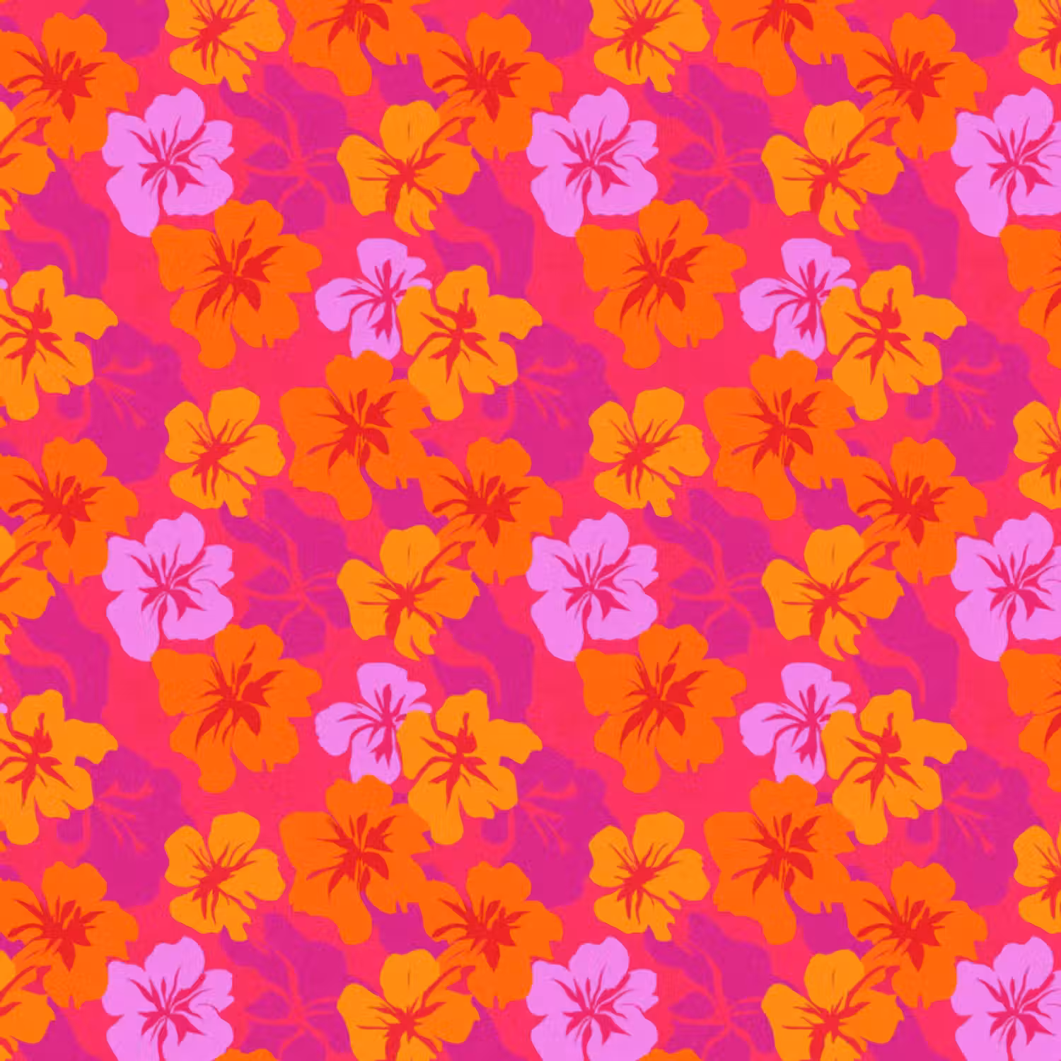 Behang - Zomers - Hibiscus - Kleurrijk