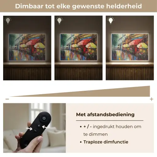 Straat - Olieverf - Kleurrijk - Stad Light Box met batterij (Wandlamp) middel -USP_dimbaarNL