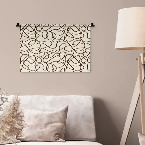 Beige - Lijnen - Donkerbruin Wandkleed katoen klein 269 -sfeer4