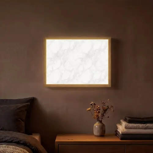 Minimalistisch - Wit - Grijze aders Light Box met batterij (Wandlamp) middel 907 -sfeer4