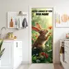 Süßer Hase mit Blume und Namensfeld. deurposter klein -sfeer5