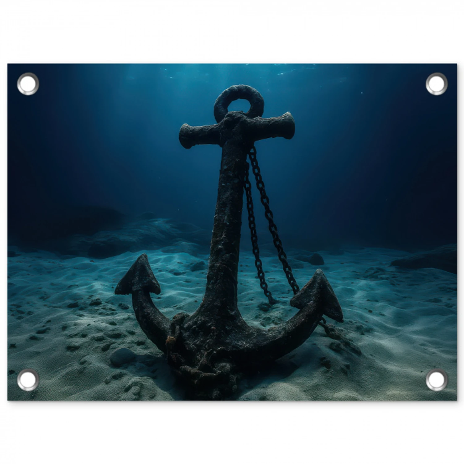 Anker - Ijzer - Zeebodem - Zand tuinposter los doek klein -3d