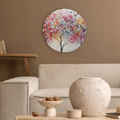 Kunst - Bomen - Natuur - Acryl Akoestische PET Vilt - Rond klein -sfeer1