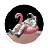 Astronaut - Flamingo - Zwemband - Roze Wandcirkel aluminium klein -3d