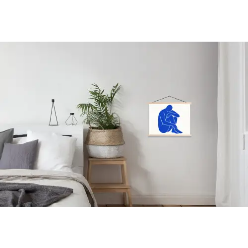 Lichaam - Abstract - Blauw textielposter latten blank klein -woonkamer