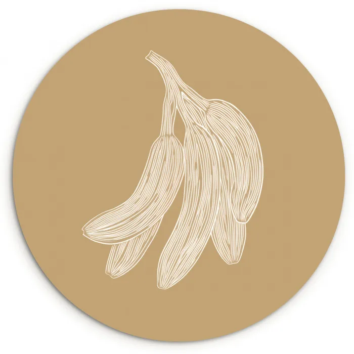 Bananen - Beige - Lijntekening - Minimalistisch Wandcirkel plexiglas klein -3d
