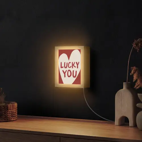Lucky - Hart - Rood Light Box met kabel (Wandlamp) klein -sfeer1