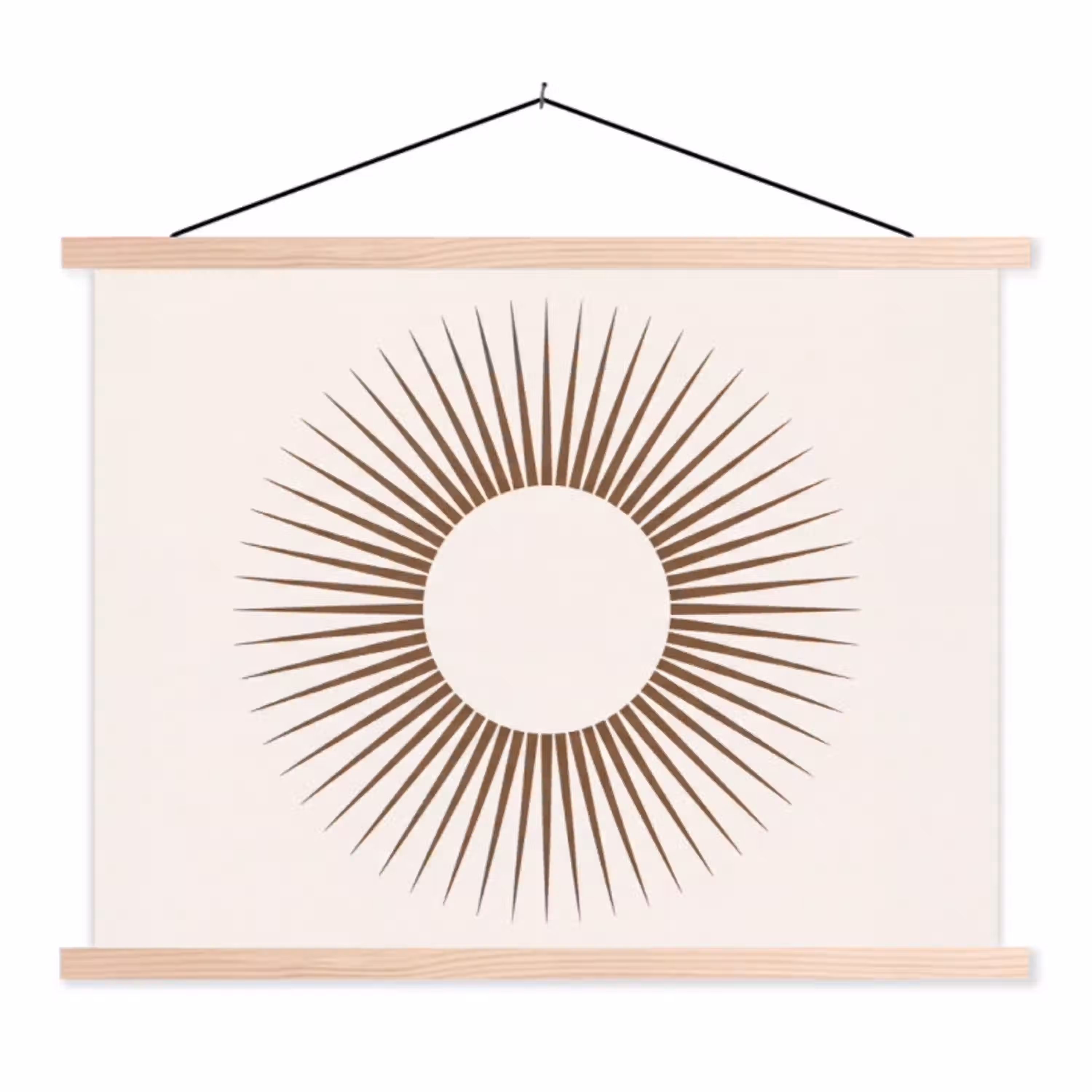 Abstract - Zon - Symbool - Modern - Beige textielposter latten blank klein -3d