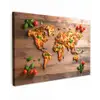 Wereldkaart - Pizza - Houten ondergrond canvas 2cm klein -z3d