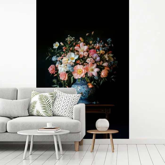 Roze - Bloemen - Vaas - Kleuren fotobehang vinyl groot -woonkamer
