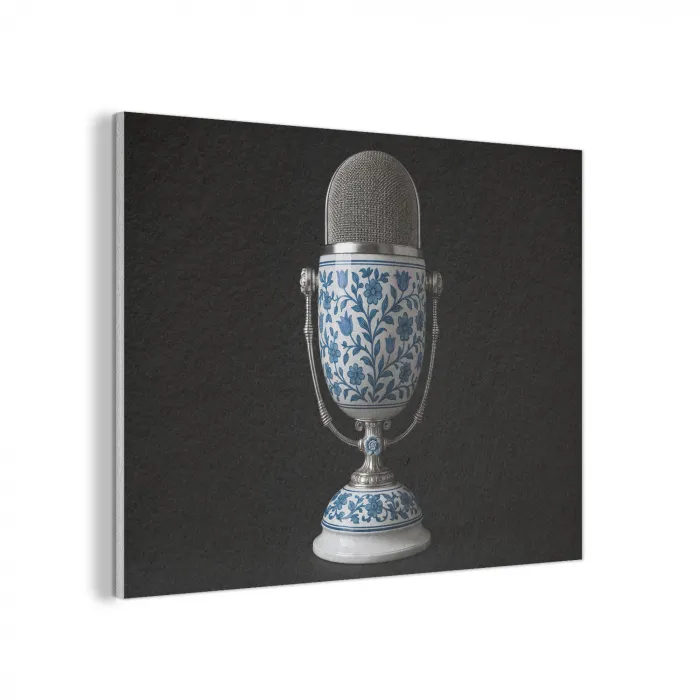 Microfoon - Delfts blauw - Muziek PET vilt klein -3d